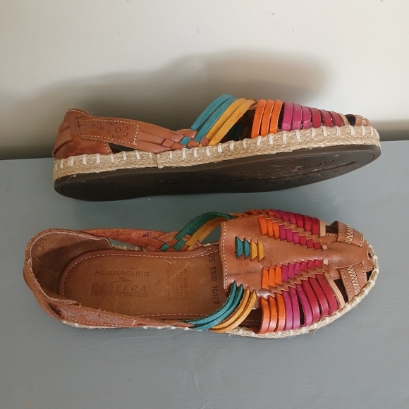 Colorful Leather Huarache Sandals Size 8 - Picture 4 of 6
